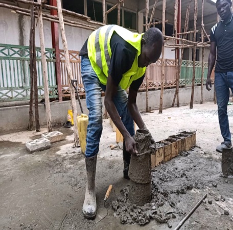 Concrete casting during eggshell powder and charcoal ash replacement research